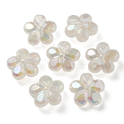 UV Plating Luminous Transparent Acrylic Beads, Glow in The Dark, Flower, Clear AB, 26x27.5x12.5mm, Hole: 4.5mm