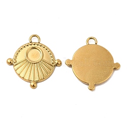 Ion Plating(IP) 304 Stainless Steel Pendant Cabochons Settings, Flat Round, Real 18K Gold Plated, Tray: 4mm , 16.5x16x1.5mm, Hole: 1.6mm