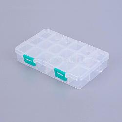 Boîte en plastique de stockage d'organisateur, boîtes diviseurs réglables, rectangle, blanc, 16.5x10.8x3 cm, compartiment: 3x2.5cm, 18 compartiment / boîte