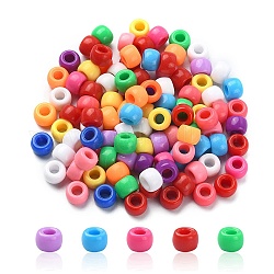 Resin European Beads, Large Hole Barrel Beads, Mixed Color, 8x5~6mm, Hole: 4mm