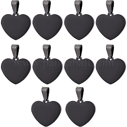 Benecreat 201 pendentifs en acier inoxydable, cœur, électrophorèse noir, 21x24x1.5mm, Trou: 8.5x4.5mm