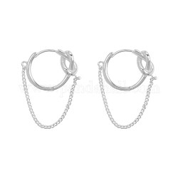 925 Sterling Silber Reifen Ohrringe, Quasten-Ohrringe, Ring mit Kette, Silber