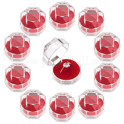 Chgcraft 40 Stück rote, transparente Kunststoff-Ringboxen, Kristall-Ohrringe, Schmuck-Aufbewahrungsboxen mit Schaumstoff zur Aufbewahrung von Ringen, Schmuck, Ohrringen, Hochzeitsantrag, Valentinstag, 1.5×1.5 Zoll
