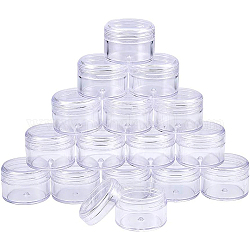 Benecreat 16 Packung 25 ml leeres klares Plastikperlen-Vorratsgefäßglas mit abgerundeten Schraubdeckeln für Perlen, Nail-Art, Glanz, bilden, Kosmetik und Reisecreme