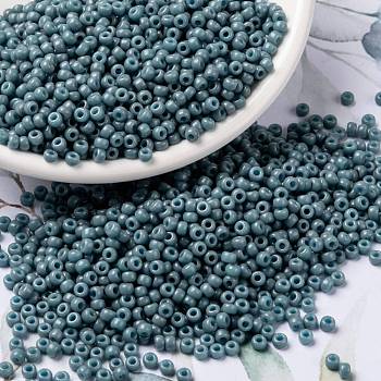 Perles rocailles miyuki rondes, Perles de rocaille japonais, 8/0, (rr4479) duracoat teint opaque moody bleu, 3mm, Trou: 1mm, environ 422~455 pcs/10 g