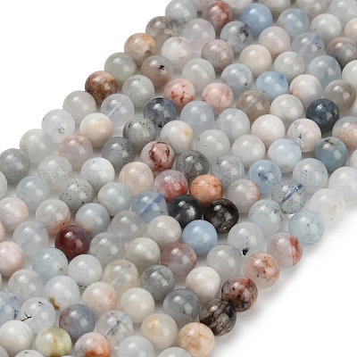 Natürliche Aquamarin Perlen Stränge&nbsp;G-F591-29A-6mm-03-1