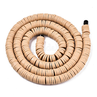 Flache runde handgemachte Polymer Clay Perle Spacer&nbsp;CLAY-R067-4.0mm-37-1