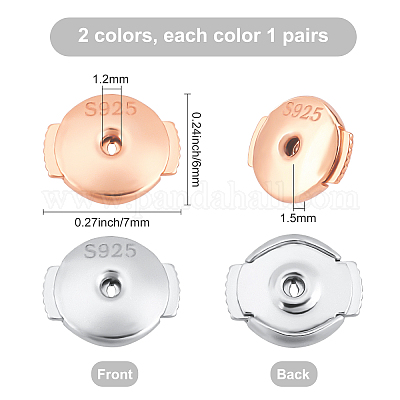 Wholesale CREATCABIN 2 Pairs 2 Colors Sterling Silver Ear Nuts 
