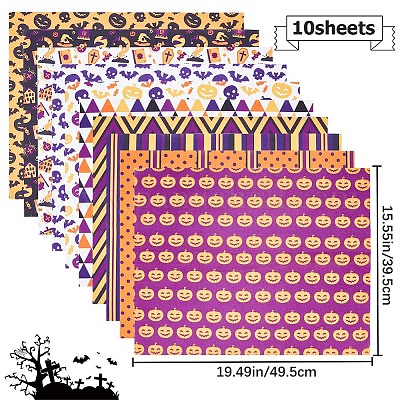 Tessuto in policotone stampato halloween&nbsp;DIY-WH0032-07A-1