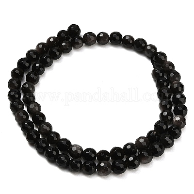 Natürliche silberne Obsidianperlenstränge&nbsp;G-C280-B08-6mm-1