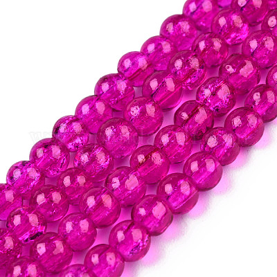 20 Perles En Verre Craquelé Violet Et Bleu - 8mm - Lot Pour Création Bijoux