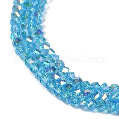 Chapelets de perles en verre électroplaqué&nbsp;GLAA-Q105-04G-1