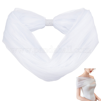 Brautschal aus Nylonnetz&nbsp;AJEW-WH0816-380B-1