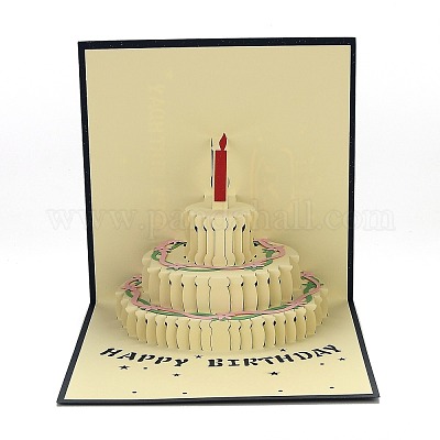 Carte 3D pop-up Happy Birthday noir et jaune