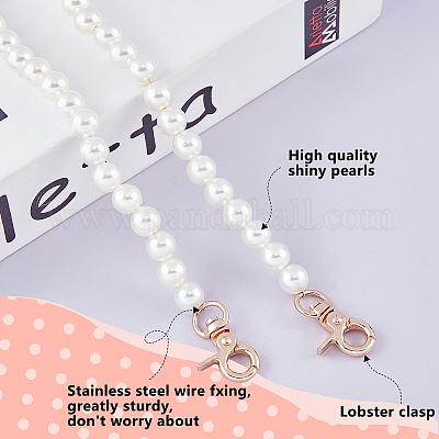 2pcs Pearl Bead Purse Chain Strap 24 Inch Large Imitation Pearl