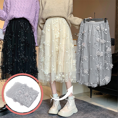 Polyester-Stickstoff mit Blumenmuster&nbsp;DIY-WH0888-486A-1