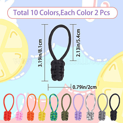 Wholesale Gorgecraft 10Pcs Polyester Braided Replacement Zipper Puller Tabs  