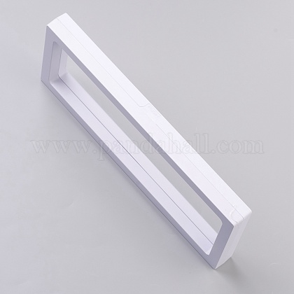 長方形の透明な3Dフローティングフレームディスプレイ  リングネックレスブレスレットイヤリング用  コインディスプレイスタンド  aaメダリオン  ホワイト  23.2x2x9.1cm  内径：209x69mm OBOX-G013-13B-1