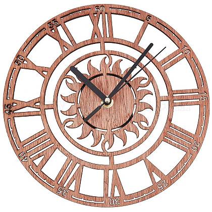 Настенные часы из натурального дерева с римскими цифрами HJEW-WH0008-13-1