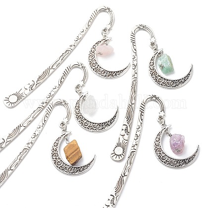 Signets de perles brutes de pierres précieuses naturelles mélangées AJEW-JK00201-1