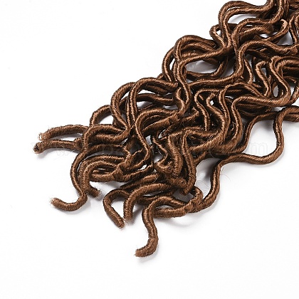 カーリーフェイクlocsかぎ針編みの髪  合成編組ヘアエクステンション  耐熱高温繊維  長い＆縮毛  明るい茶色  20インチ（50.8cm） OHAR-G005-24B-1