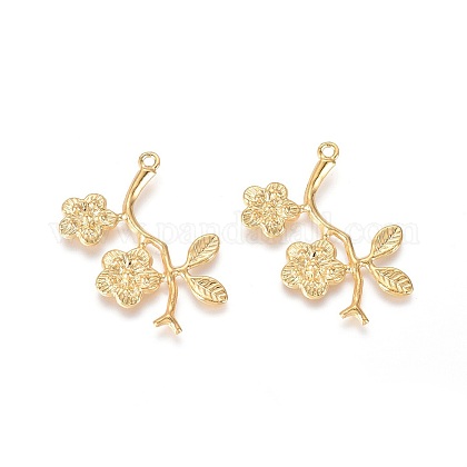 304ステンレススチール製ペンダント テクスチャの梅の花の枝 ゴールドカラー 29x28x1 5mm 穴 1 4mmの通販 Jp Pandahall Com
