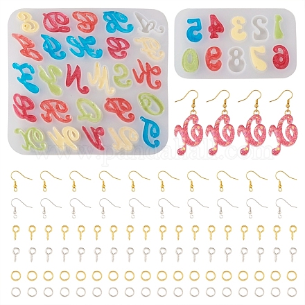 Stampi per pendenti in silicone con lettere e numeri da 2 pz DIY-TA0005-69-1