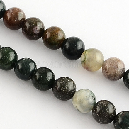 Natural Indian Agate Gemstone Bead Strands G-R201-6mm-1