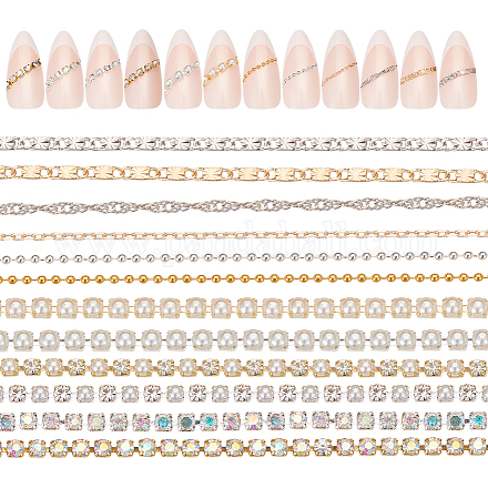 Nbeads 2 set 2 strass in lega di stile e catene di perle finte in plastica DIY-NB0009-01-1