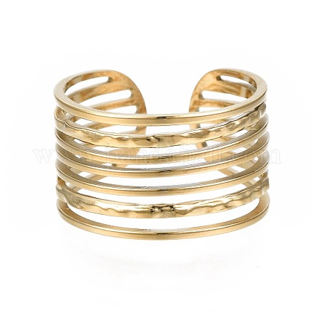 304 Stainless Steel Multi-string Open Cuff Ring RJEW-T023-33G-1