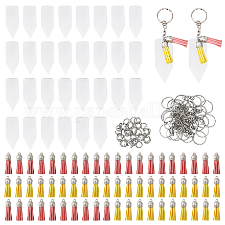 GLOBLELAND 30 Sets Blank Keychain Making Kit with 30 Pcs Acrylic Board and 60 Pcs Tassel Pendants Acrylic Keychain Ornament Sublimation Blanks for DIY Keychains Handmade Gifts DIY-WH0453-25-1