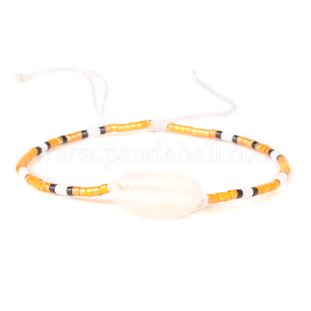 Bracelet de perles tressées en cauris naturels et graines BJEW-A23-01-30-B-1
