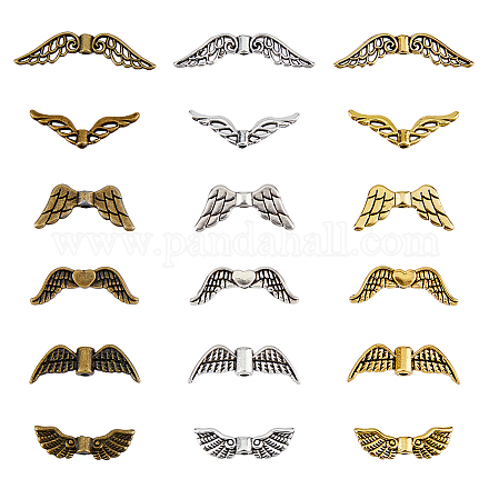 SUPERFINDINGS 180Pcs 6 Style Alloy Wings Pendant Tibetan Style Beads Mixed Color Spacer Beads Retro Fairy Wing Charm Beads for DIY Earring Necklace Bracelet Jewelry Making TIBEB-FH0001-38-1