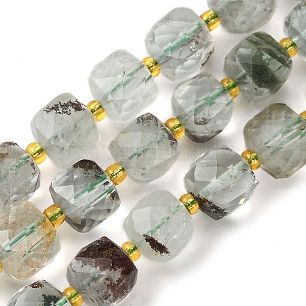 Quartz de lodolite vert naturel / brins de perles de quartz de jardin G-Q010-A18-01-1