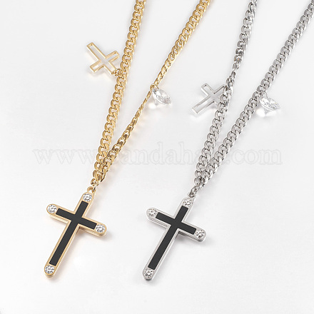 304 Stainless Steel Pendant Necklaces NJEW-F209-14-1