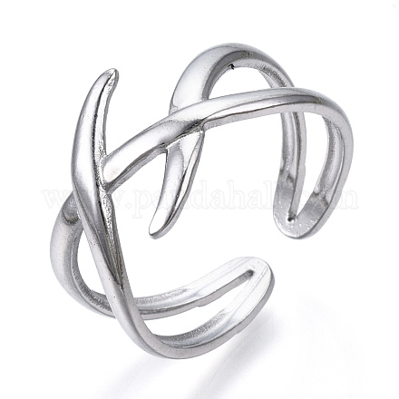 304 anello per polsino aperto avvolgente in filo di acciaio inossidabile per donna RJEW-N040-17-1
