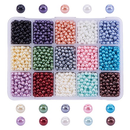 Perles rondes en verre teinté écologique HY-PH0013-02-4mm-1