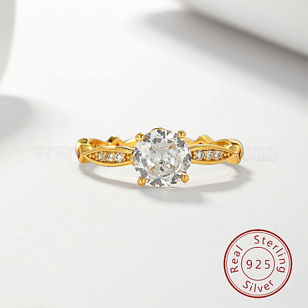 クリアキュービックジルコニアダイヤモンドフィンガーリング  スターリングシルバーの指輪925個  ゴールドカラー  usサイズ9（18.9mm） MS4914-4-1