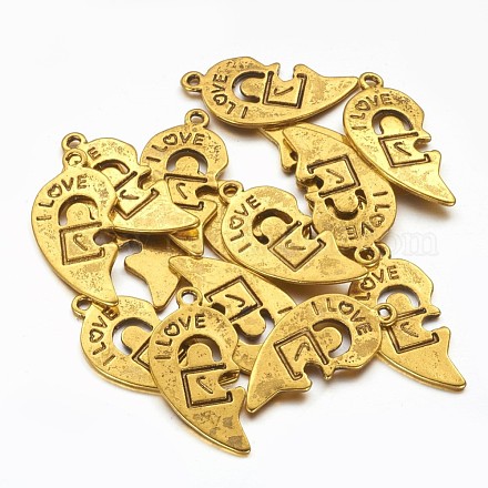 Antiques d'or Tibétain pendentifs coeur de style divisé X-GLF1019Y-NF-1