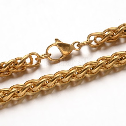 304 Stainless Steel Wheat Chain Necklaces NJEW-E048-16G-1