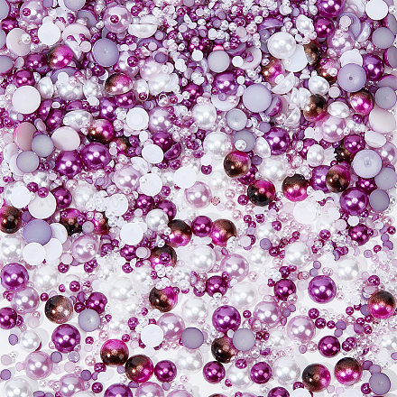 Olycraft 84g 14 estilos perlas planas y rhinestone acrílicos piedras preciosas perlas acrílicas cabujones de rhinestone de vidrio para decoración de diy y arte de uñas - púrpura SACR-OC0001-06-1