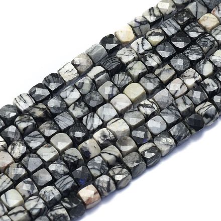 Fili di perline di seta nera naturale / perline di netstone G-K310-B03-1