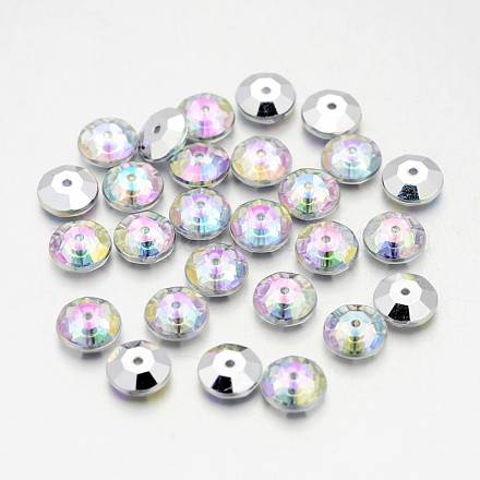 Perles de strass rond à facettes en acrylique taiwanais ACRT-M02-8-06-1