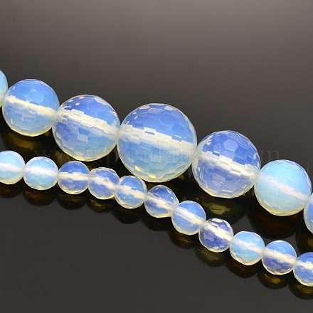 Brins de perles graduées opale ronde facettée G-E302-023-1