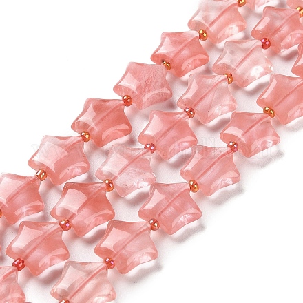 Chapelets de perles en verre de quartz de cerise G-NH0005-021-1