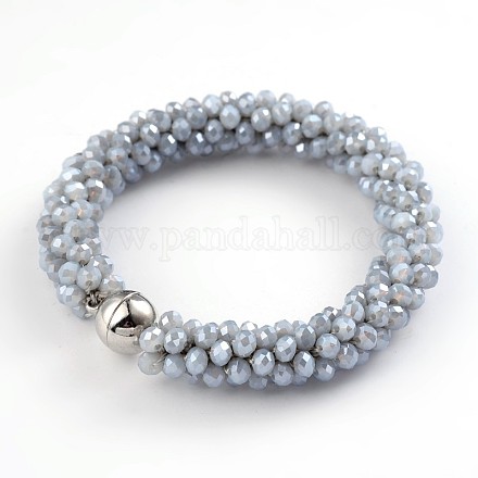 Facettierten abacus galvanisieren Glas Perlen Armbänder BJEW-L518-E01-1