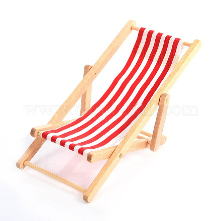 Miniatur faltbarer Strandliegestuhl aus Holz mit Dekorationen MIMO-PW0001-061A-02-1