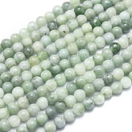 Natural Myanmar Jade/Burmese Jade Beads Strands G-D0001-08-4mm-1