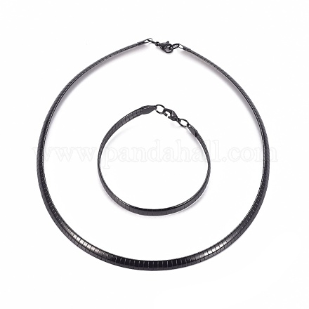 Ensemble de bracelets et colliers de chaîne en 304 acier inoxydable SJEW-E334-01C-B-1