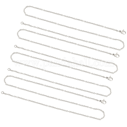 Unicraftale 30 unids 17.7 pulgadas collar de cadena de cable cadenas de acero inoxidable 1.5 mm de ancho collar de cadena con cierres  de pinza de langosta para la fabricación de collar de joyería diy STAS-UN0003-37P-1